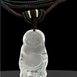 Elegant Crystal Clear Quartz Buddha Pendant Adjustable Necklace